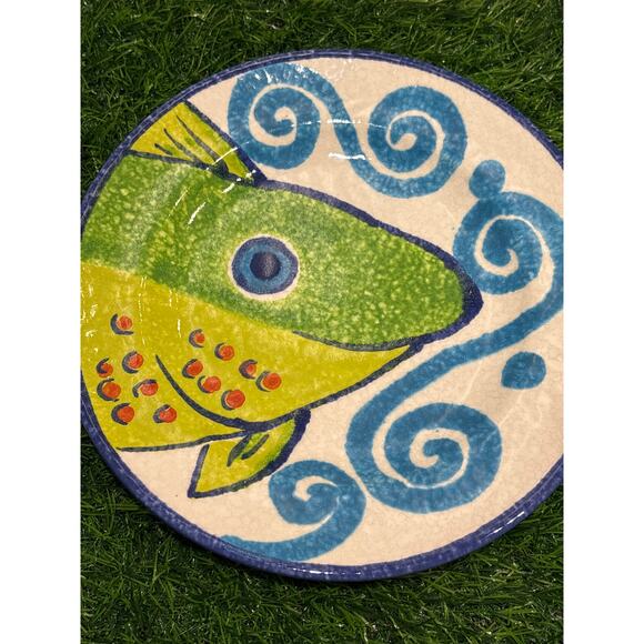 VIETRI PESCI COLORATI Fish Plates Handpainted In Italy Salad Plates Set of (2) - Picture 5 of 8